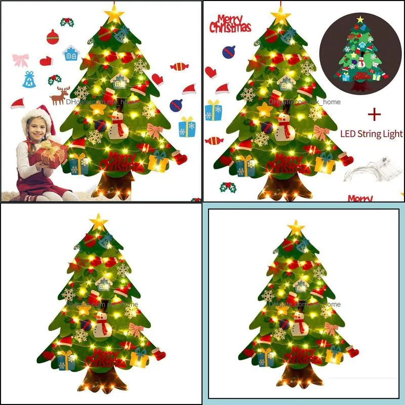 Christmas decoration tree felt and LED lights family decorations new year Santa Claus children`s gifts J0903