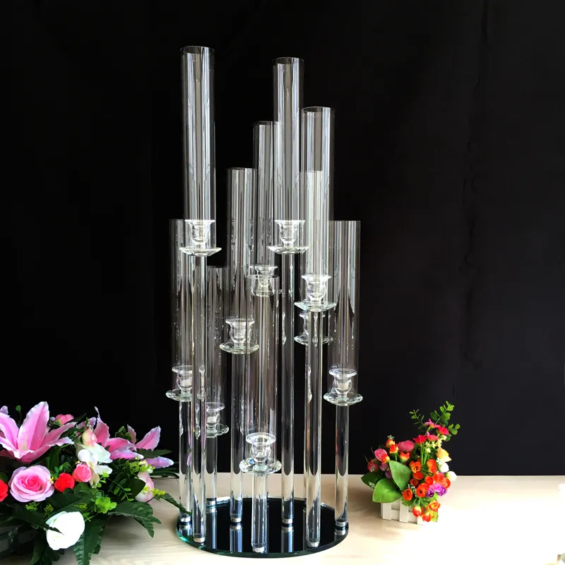 Alleen kan gebruik maken voor LED-kaarsstokhouder) Decoratie Clear Acrylic Crystal Candelabra Wedding CenterPieces Senyu692