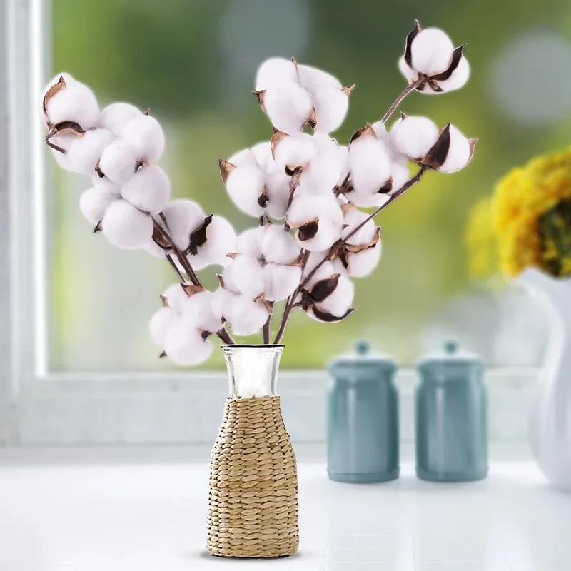 Natuurlijk gedroogde katoenstengels Boerderij Kunstbloemvuller Bloemendecor Nepbloemen DIY Garland Home Bruiloftsbenodigdheden