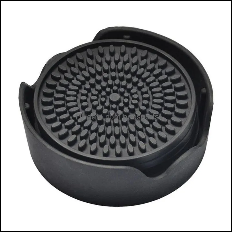 4.3inch 6pcs/set Black Round Silicone Drink Coasters Cup Mat Cup Costers Tableware with holder 60pcs