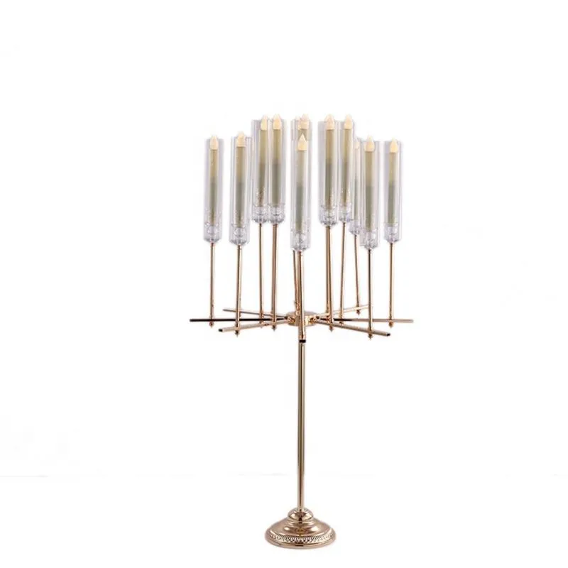 Ljushållare Partihandel Bröllop Centerpieces Akryl Candelabras ljusstake för dekorationsbord dekor AB1060