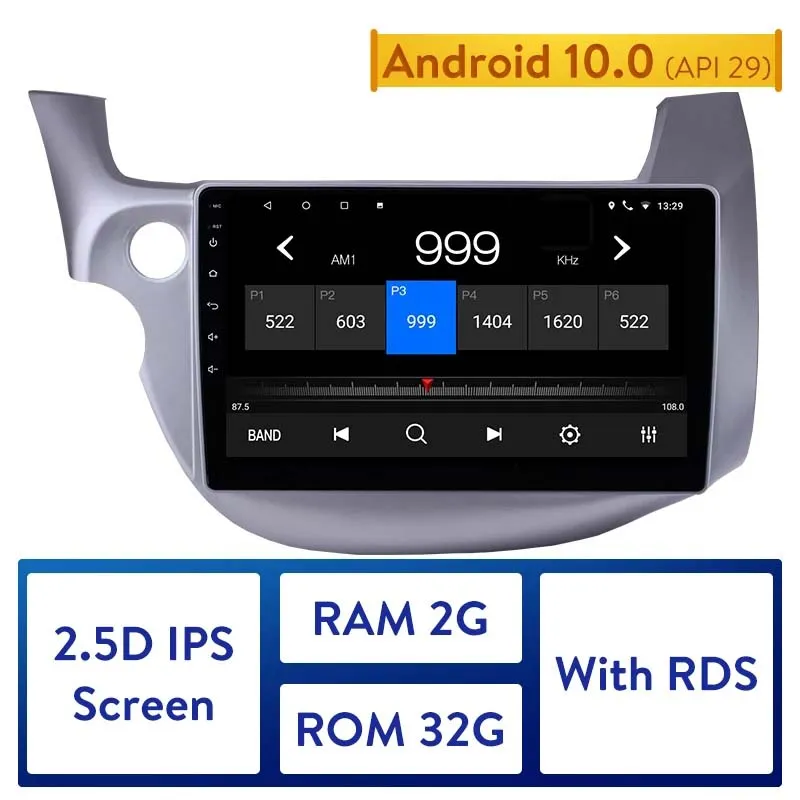 2din Car DVD Radio GPS-плеер 4-Core Android 10.1 "Сенсорный Bluetooth на 2007-2013 годы подходит с управлением рулевого колеса