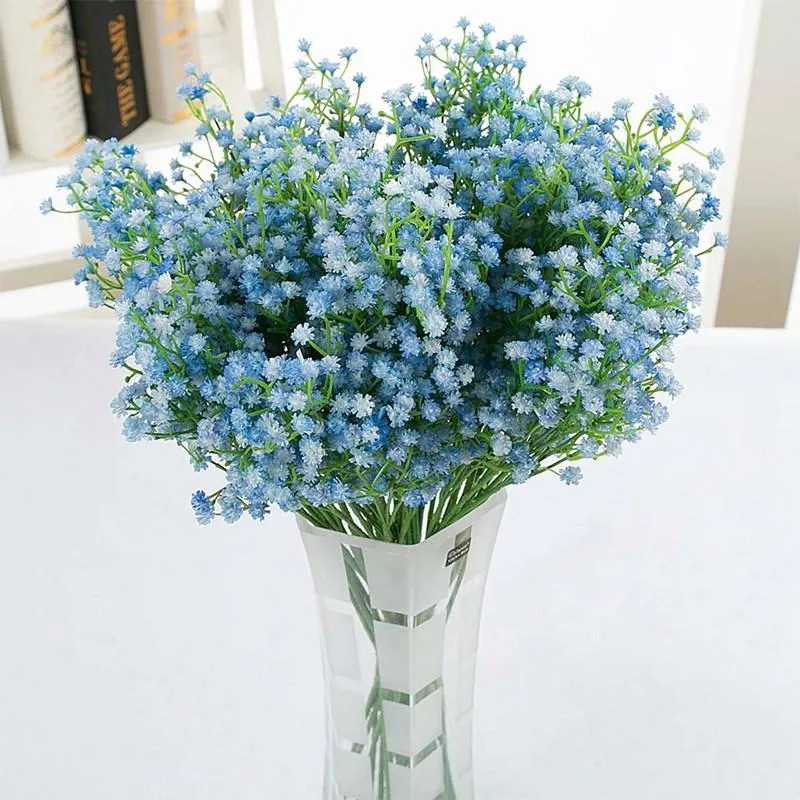 Decoratieve bloemen kransen DIY lichtblauwe kunstmatige bloem tak baby's adem Gypsophila nep siliconen plant voor bruiloft Home El Party