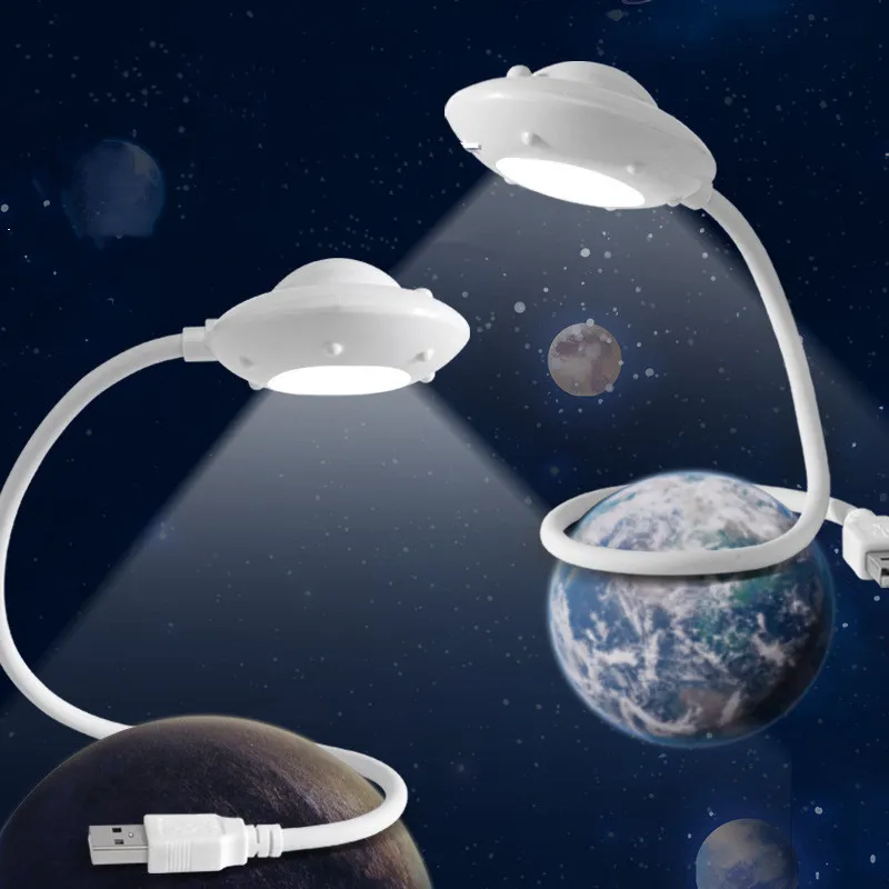 UFO Flying Saucher Light USB LED Verstelbare Nachtlampje voor Computer PC Lamp Desk Kids Toy Spaceman Astronaut USB Tube LED Nachtlampje
