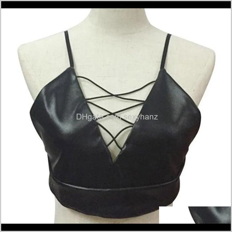 snowshine #4503 women tank tops bustier bra vest crop top blouse leather shipping hkfx#