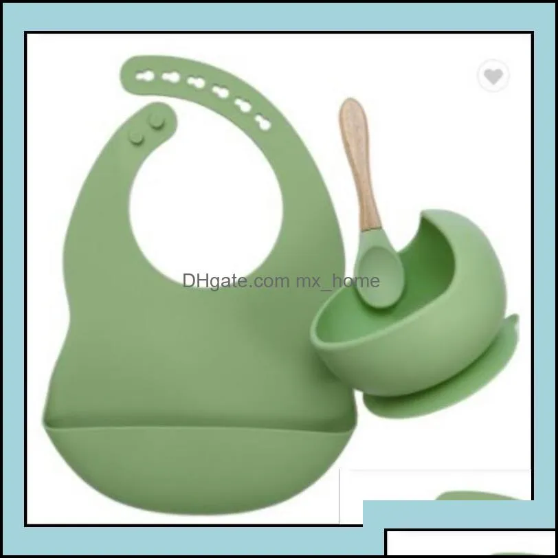 Other Baby Feeding Baby, Kids & Maternity Set Food Grade Sile Bibs Kid Plate Non-Silp Suction Bowl Tableware Waterproof Bib Bpa 2Pcs/Set