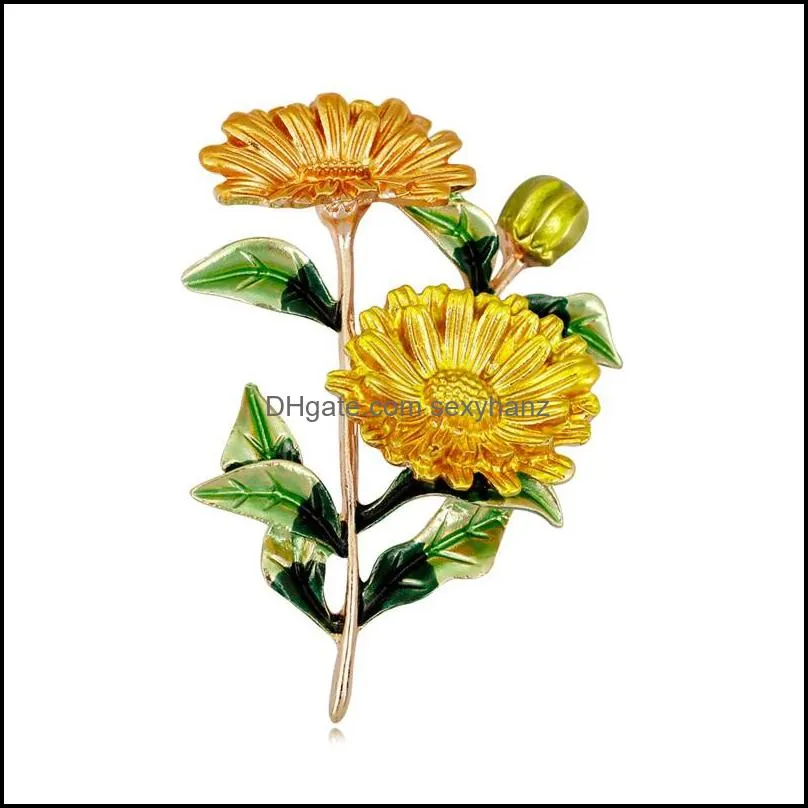 Daisy Brooch Pins Yellow flower Marguerite Brooch Wedding Lapel Pin Brooches women mens Fashion Jewelry Will and Sandy jewelry C3
