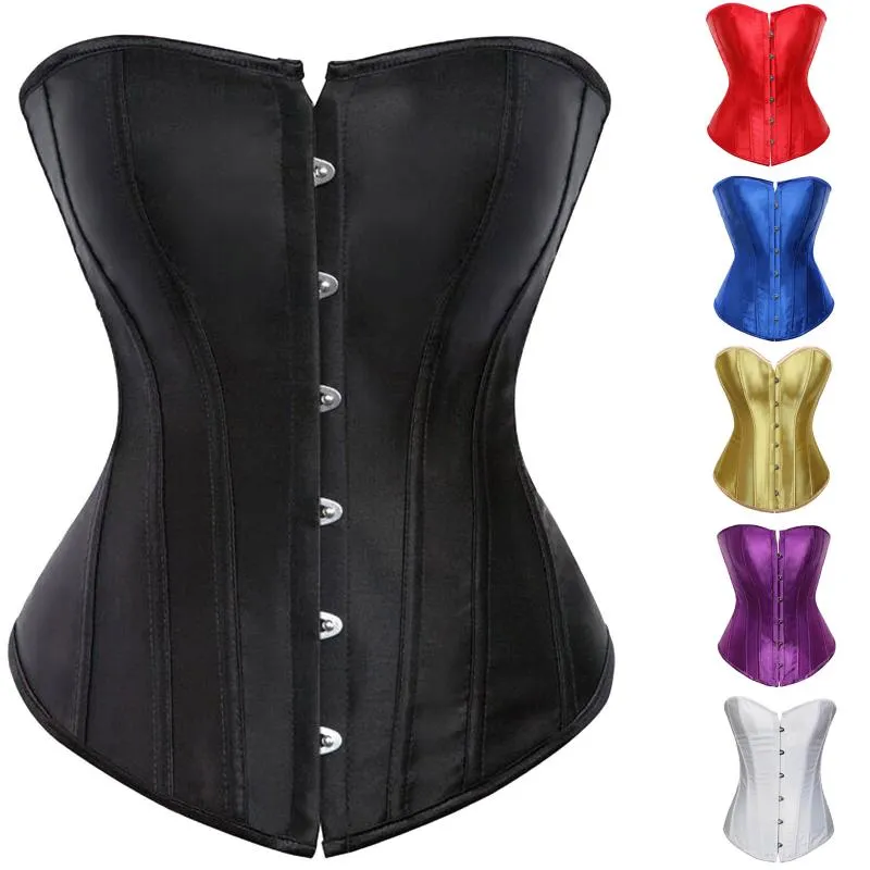 Bayan Korse Büstiyer Saten Seksi Artı Boyutu Gotik Lace Up Kemiklenmiş Gorset Üst Shapewear Klasik Clubwear Parti Gece Corselet erkek Vücut Şekillendirici