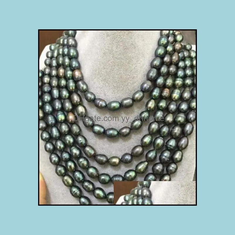 Beaded Necklaces & Pendants Jewelry Wholesale 60 Inch 11-12Mm South Seas Peacock Green Pearl Necklace 14K Gold Clasp Drop Delivery 2021 Iaq0