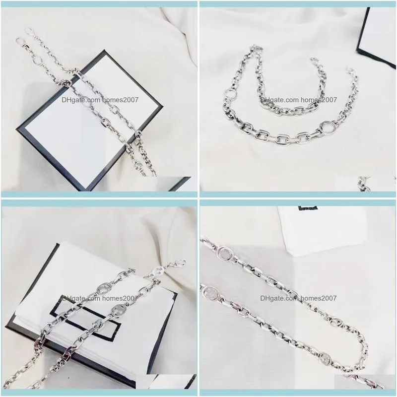 Original Model 1:1 S925 Sterling Silver European And American Style Letter Interlocking Necklace, Men`s Holiday Jewelry Gift Chains