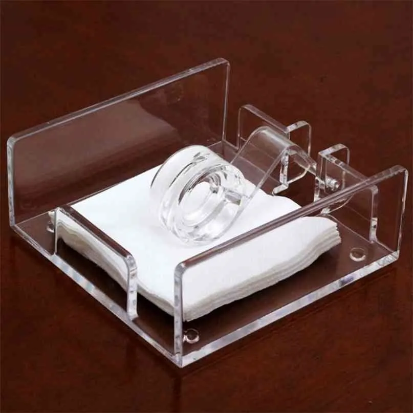 Kwadratowy Akrylowy Koktajl Koktajl Uchwyt Papierowy Dozownik Dozownik Tissue Box Bar Caddy Do Dalania Stół El Home Decor 210818