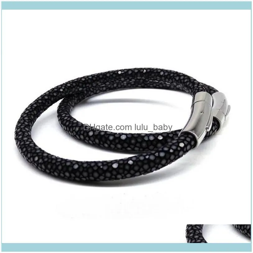 Bangle Exclusive Design Genuine Leather Strap Stainless Bracelets For Women Luxury Thailand Stingray Bracelet Men 2021 Pulseira1