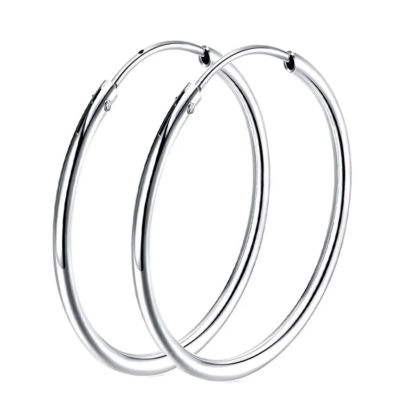S925 Sterling Silver Explosion Style Överdriven Big Hoop Earring Smycken för kvinnor