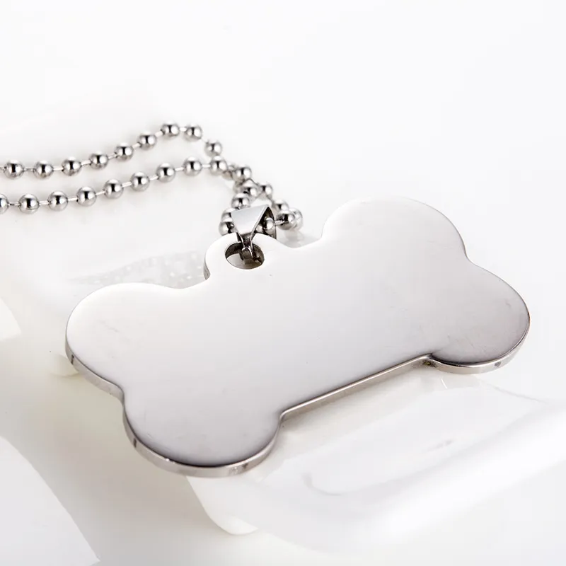 Os personnalisé Dog Tag pet métal étiquette vierge en acier inoxydable double face carte d'identité gravure GF158