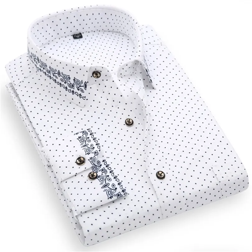 スタイリッシュなメンズプリントカジュアルシャツ薄型ファッションソフトレギュラーフィットソーシャルフローラルロングスリーブビーチドレスシャツ220309