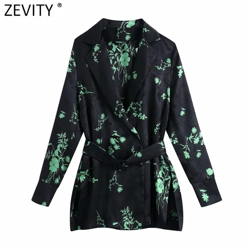 Mujeres Vintage Hojas Verdes Impresión Negro Satén Smock Blusa Femenina Fajas Lado Split Camisa Chic Kimono Blusas Tops LS7661 210420