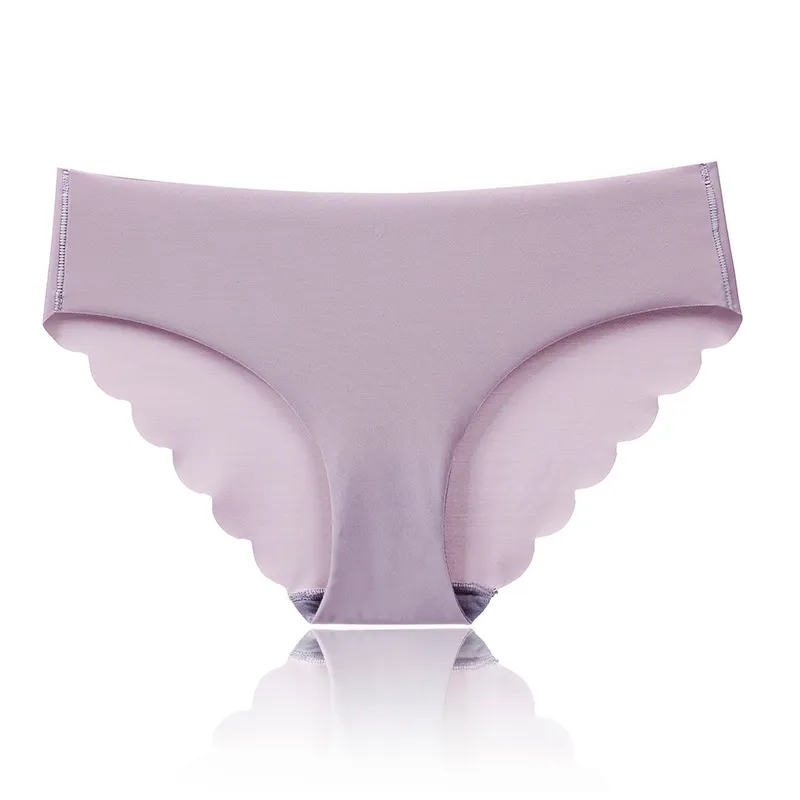 Plain Solid Women Seamless Hipster Ice Silk Panty