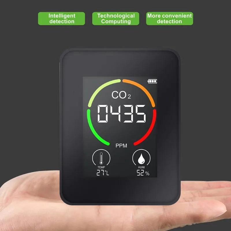 Gasanalysatorer CO2 meter detektor multifunktionell termohygrometer Hem Intelligent analysator Hushåll Digital luftföroreningar Monitor