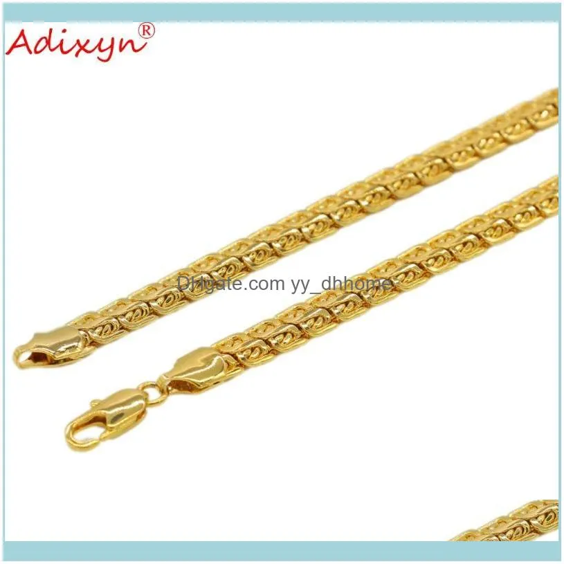 Chains Adixyn Length 60cm Width 7mm,Ethiopian Thick Necklaces Men Women Gold Color Africa Eritrea Chunky Chain/Dubai/Arab Items N09234