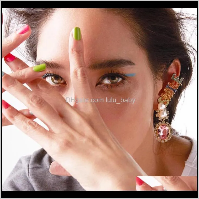 exaggerated letter diamond acrylic earrings women happy smile fashion earrings ins wind earrings