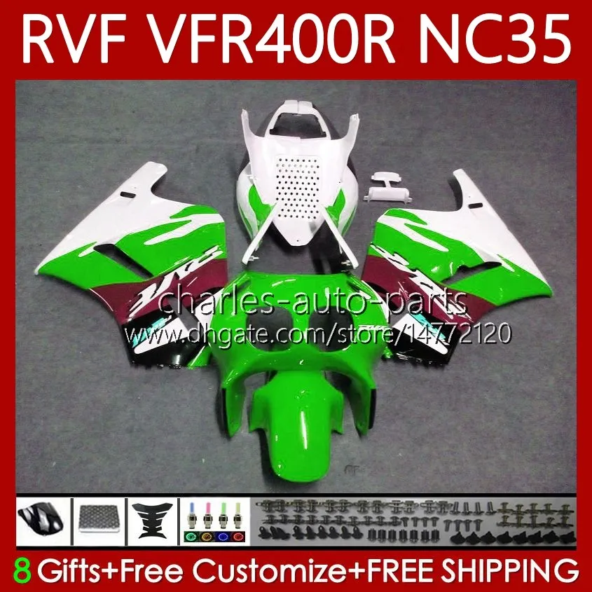 Fairings Kit For HONDA NC35 V4 VFR400 R RVF400R 1994 1995 1996 1997 1998 80No.141 RVF VFR 400 RVF400 R 400RR VFR Green red 400R VFR400RR 94-98 VFR400R 94 95 96 97 98 Body