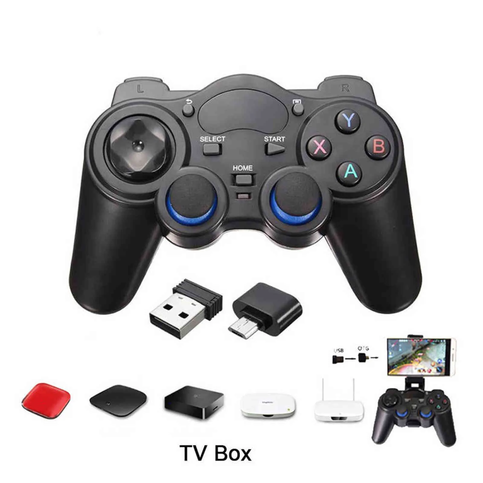 2.4G USB Wireless Game Controller Gamepad For Android Phone Joystick Joypad with OTG Converter Adapter For PS3 Tablet PC TV Box H1126