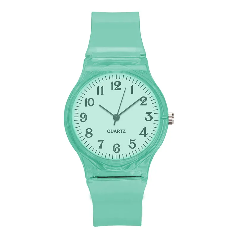 子供の時計クォーツ腕時計ゼリー腕時計の女の子の赤ちゃんの赤ちゃんの学生スポーツ透明なプラスチックカラー16