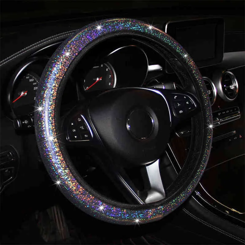 Bling Car Steering Wheel Cover Easy Install Vehicle Hubs Non Moving Steering Wheel Case For Polo E5 X45 J220808