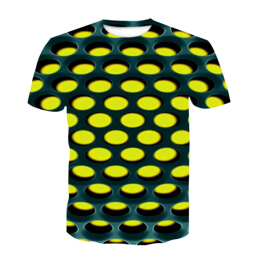 Patlayıcı Yuvarlak Örgü T-shirt Yaz erkek T-shirt erkek Rahat Üst 3DT-Shirt Moda O-Boyun Gömlek Büyük Boy Streetwear X0621