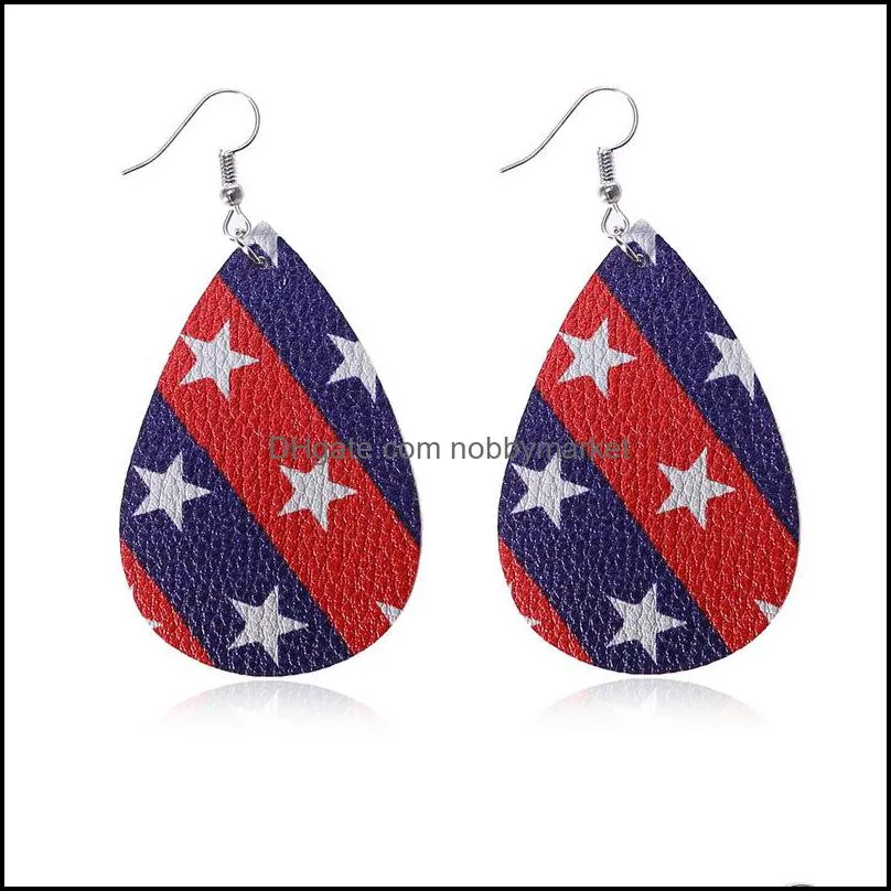 Women Ethnic Lichee Pattern Leather Dangle Earrings For Girls American flag Star printing Drop Earrings Fashion Bohemian Jewelry