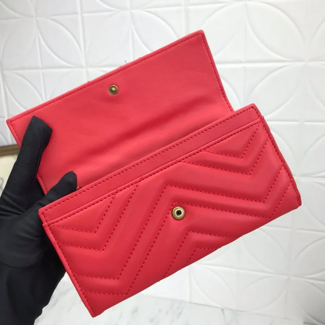 443436 MARMONT CONTINENTAL WALLET Designer Donna Portafogli in pelle con patta lunga Portacarte Zip Portamonete Sottile Portamonete Mini Pochette Accessori Cles Portacarte