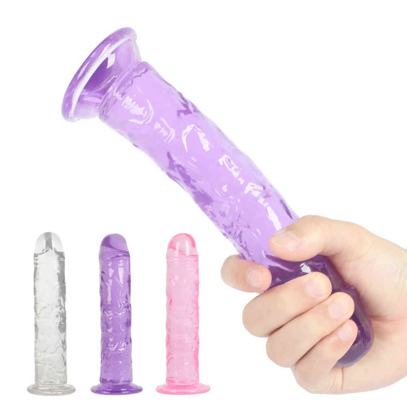 NXYDildos Erotic Soft Jelly Dildo Anal Butt Plug Pene realistico Forte ventosa Dick Toy per adulti Orgasmo del punto G Sex Toys Donna 1126