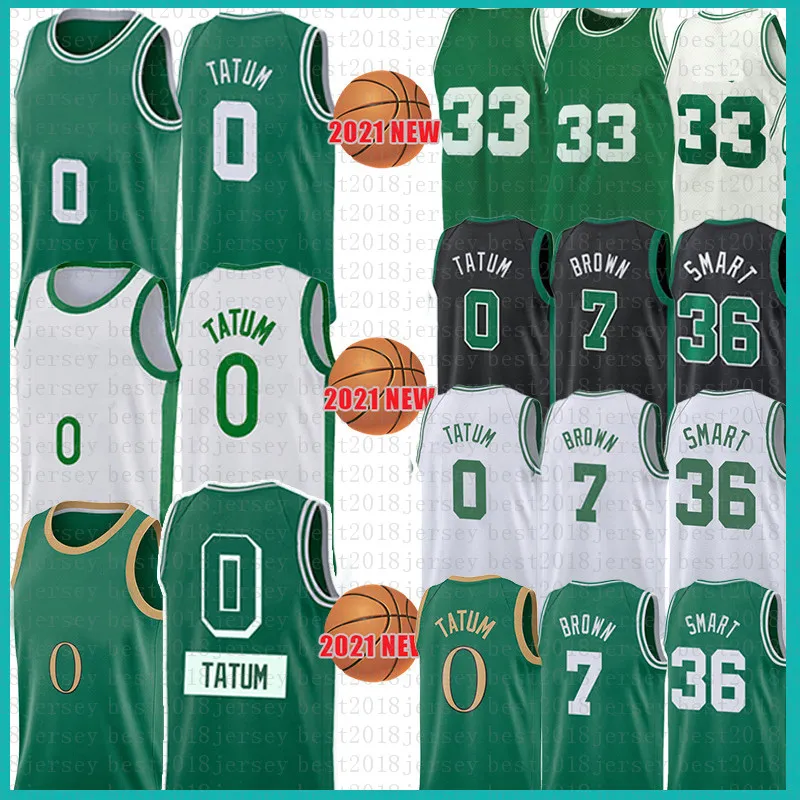 Jayson Tatum 33 2021 Ny basketball Jersey Mäns Ungdomsbarn Jaylen Brown Marcus Smart Green Black White Mesh Jerseys 75th Anniversary 0 7 36