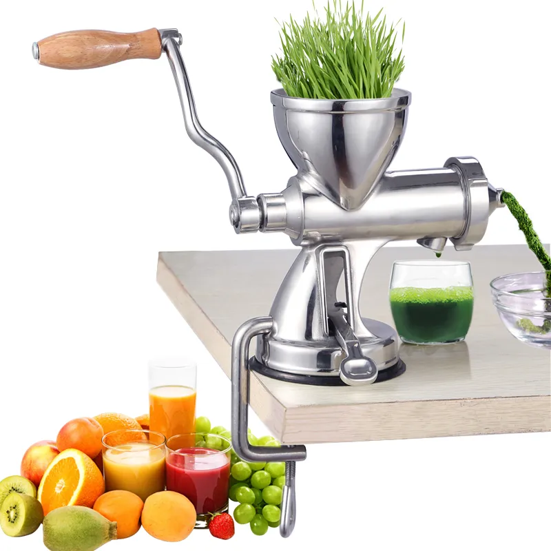 Manual Wheatgrass Juicer Extractor Rostfritt stål Auger Slow Squeezer Fruktvete Grass Vegetabilisk apelsinjuice Pressmaskin