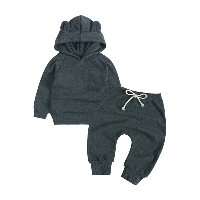 Baby Kid Clothes Kids Autumn Tracksuit Långa ärmar Hoodies + Pants for Girls Boy Clothing Set