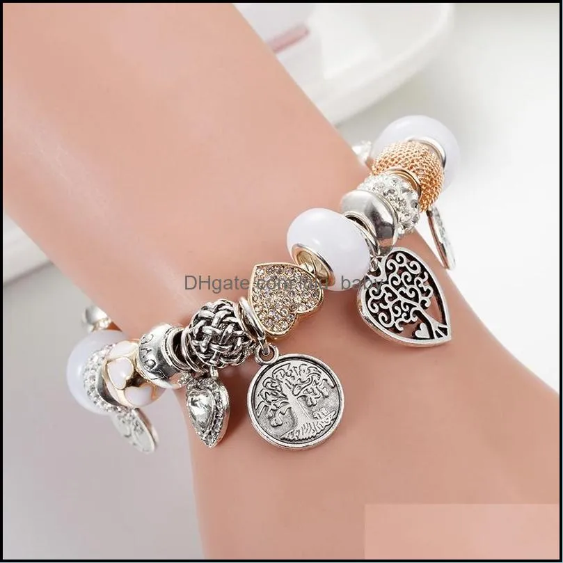 High Quality Glamour Life Tree Pendant Bracelet Suitable for  Silver Plated DIY Beaded Pendant Bracelet Original Box Set