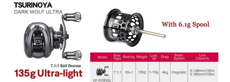 LINGL BFS FINESSE Bait Casting Reels 7.3g Ultralight Spool 11+1