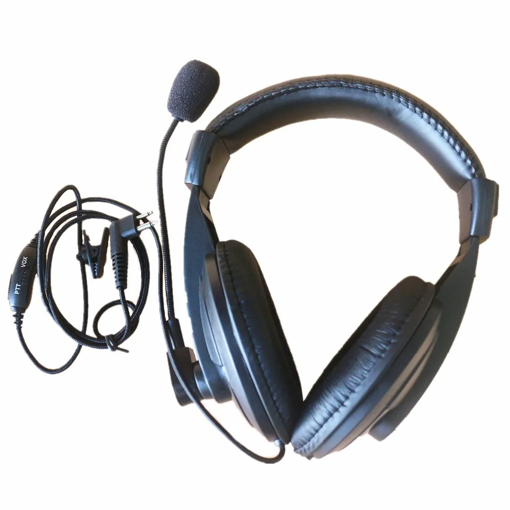 2pin Over Head Headset Earpiece Boom W VOX PTT Mic Headphone