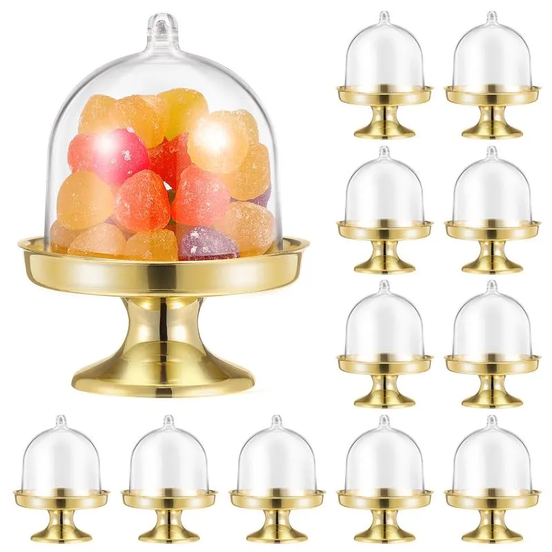 Hediye Wrap Onzon 12 ADET Temizle Mini Kek Kutusu Şeker Dome Tutucu ile Altın Bankası ile Ev Dükkanı Düğün Doğum Günü