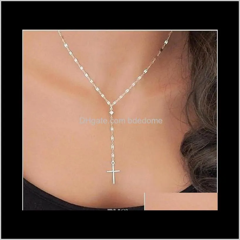 fashion necklace alloy cross pendant metal lace chain silver gold color plated for women sexy gift