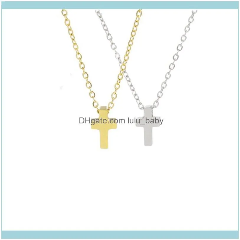 Pendant & Jewelrypendant Necklaces Fnixtar Stainless Steel Gold Color 3x8Mm Cross Choker Christian Religion Pendants Necklace 2Piece/Lot Dro
