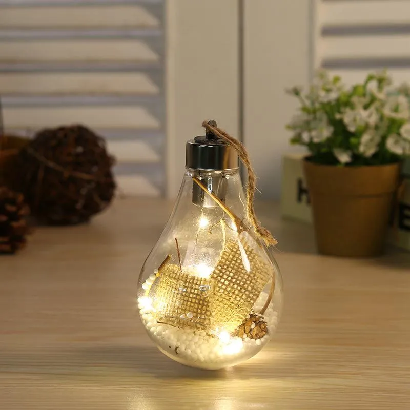 Christmas Plastic Transparent Led Bulb Ball Xmas Tree Decoration Ornament Bulbs Balls With Light Festival Decor Hanging Ornaments BH4956 TYJ