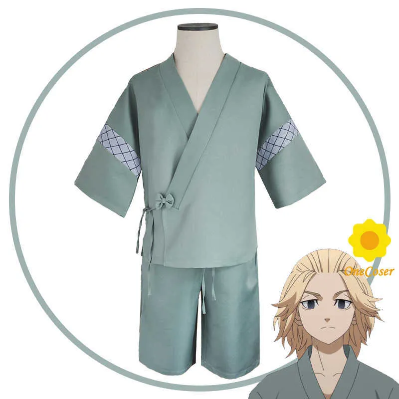 Tokyo Revengers Manjiro Sano Anime Cosplay Traje Japonês Quimono Mikey Verão Pijama Top + Shorts Party Wear Homens Mulheres Y0903