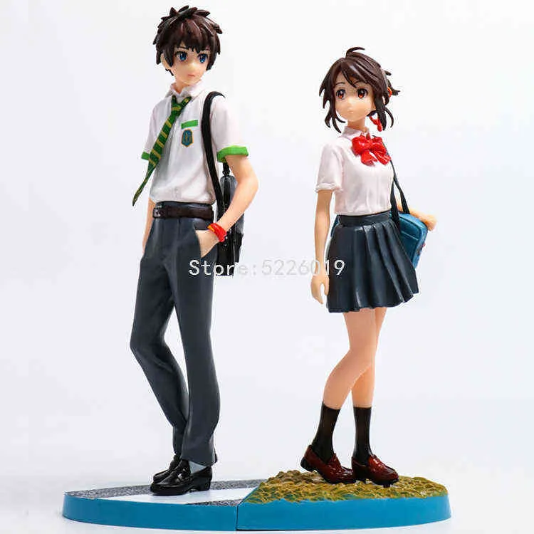 2 pz/lotto Tachibana Taki Miyamizu Mitsuha Figura Sexy Anime Movie Il Tuo Nome PVC Action Figure Collection Modello Doll Giocattoli 22 centimetri H1124