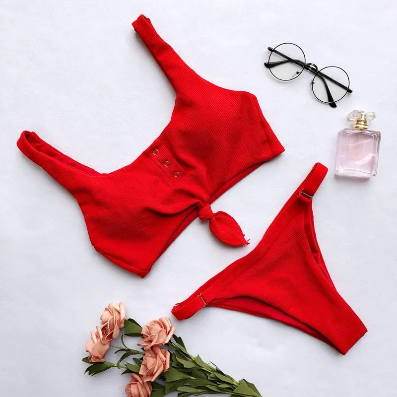 Sexy Swimsuit for Women, Womens Bathing Suit, Red Bikini Set, Tie