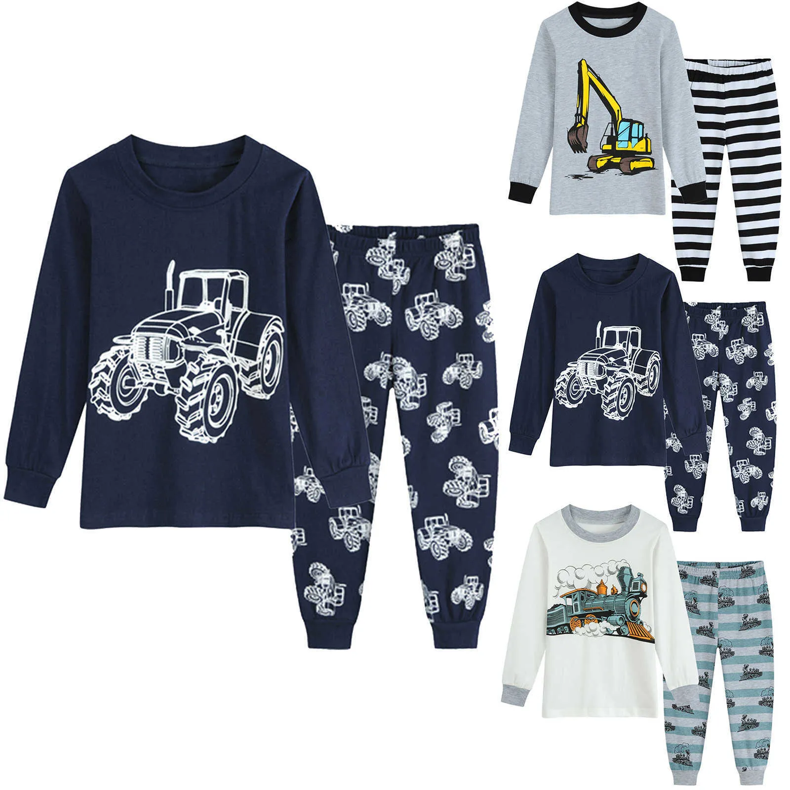 Dropship toddler bebê crianças meninos meninas dos desenhos animados pijamas sleepwear t-shirt calças calças definir roupas mantêm roupas quentes 2021 novo g1023