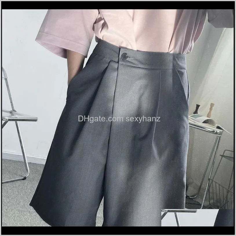 summer korean suit shorts men`s fashion solid color business dress shorts men streetwear hip-hop wide-leg five-point pants mens