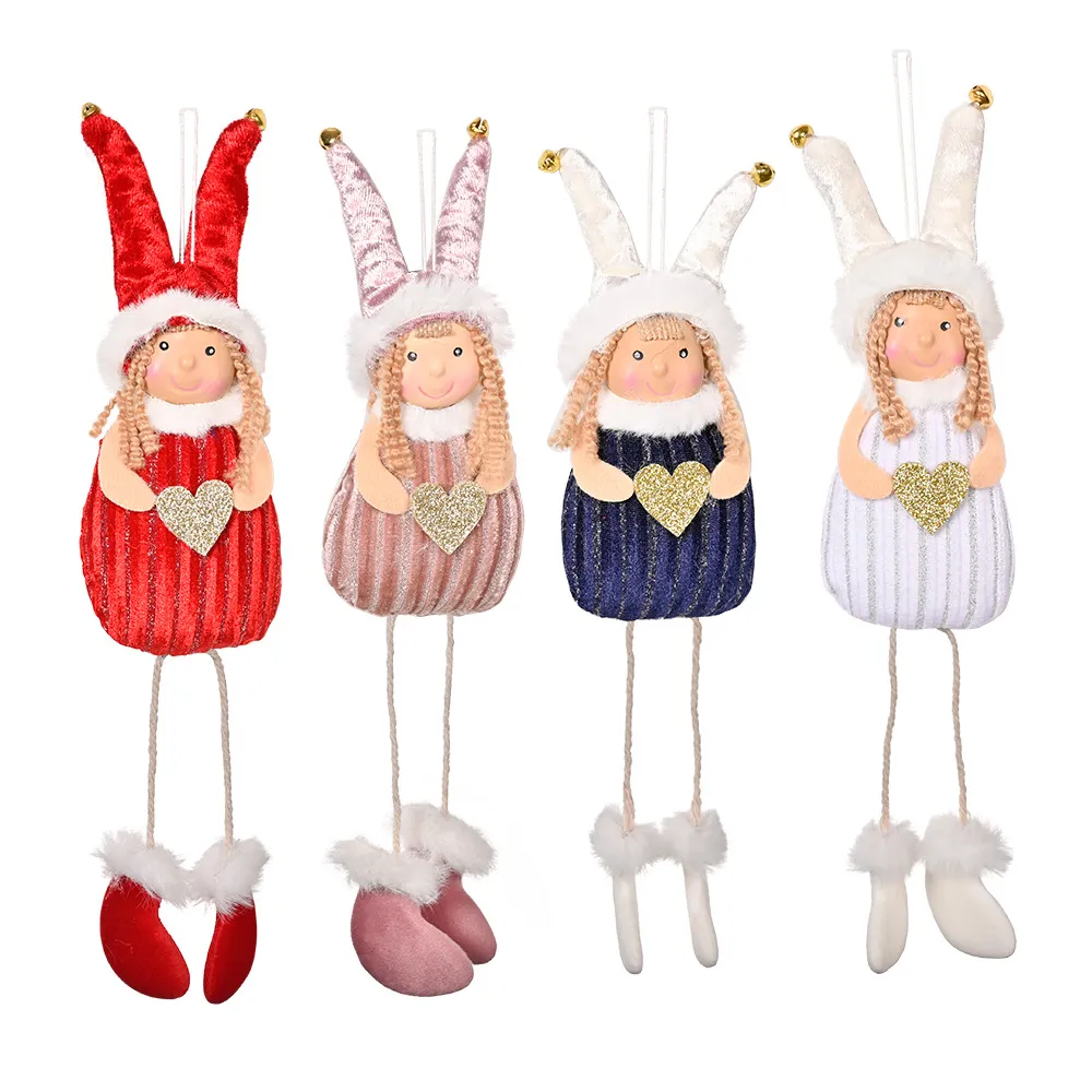 Dekoracje świąteczne Angel Dolls Wisiorek Xmas Drzewo Wiszące Ornamenty Handmade Pluszowe Zabawki Nowy Rok Prezent XBJK2108