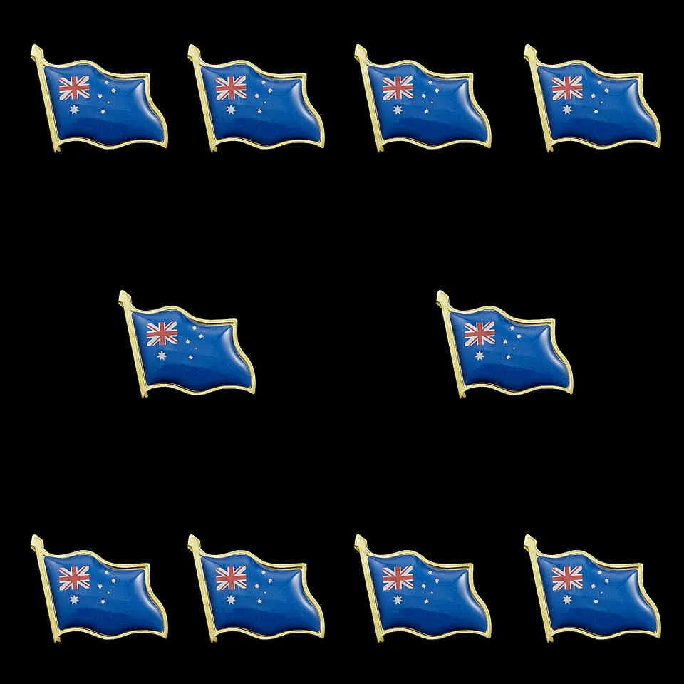 10PCS Australia Waving National Flag International Travel Pins Show Pride in Your Nation Metal and Ceramic Lapel Pin
