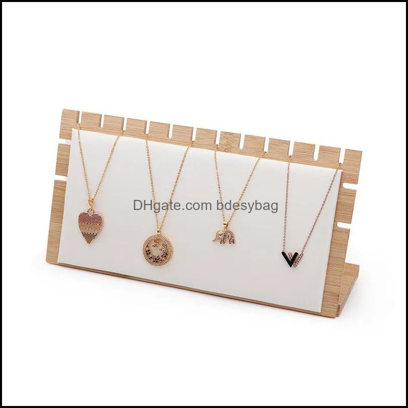 Bamboo Wood Jewelry Necklace Multiple Necklace Easel Showcase Display Stand Necklace Earring Pendant Storage Rack Jewelry